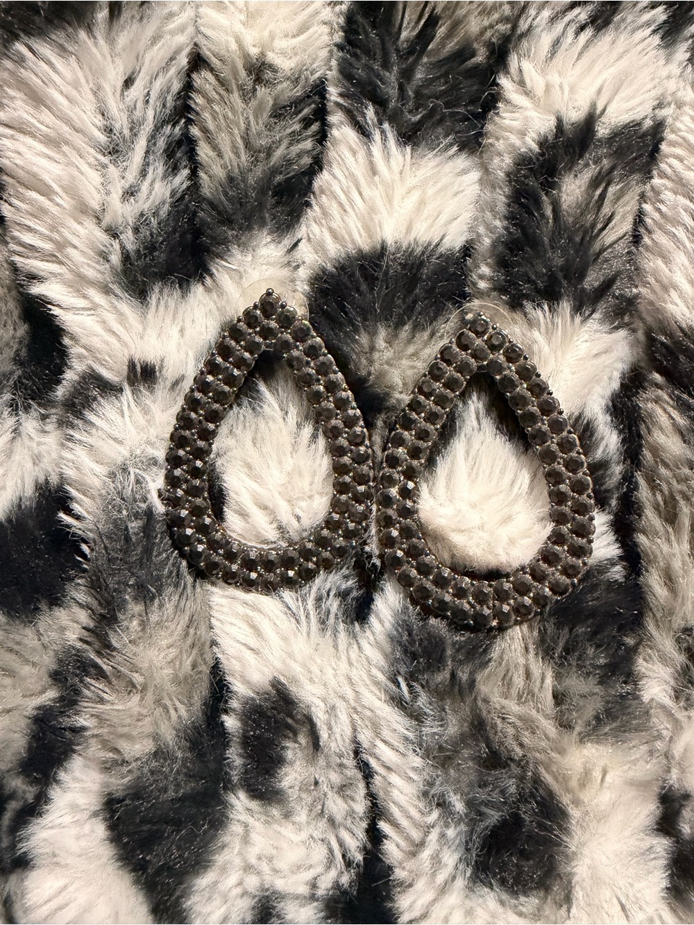 Nine West Black Teardrop Crystal Hoop Earrings